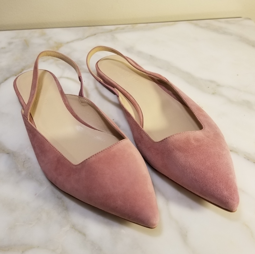 Everlane Editor Slingback Pink Suede Flats